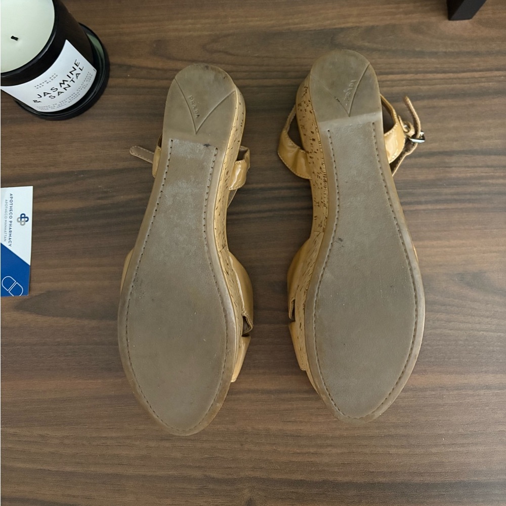 Prada Tan Platform Shoes with Cork-Style Sole - Picture 5 of 9